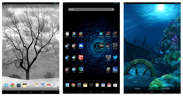 Here are some nice Live Wallpapers (Lonely Tree, Mystic Halo, Ocean HD)