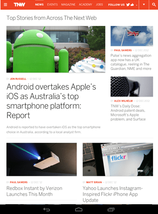 A tablet-optimized website