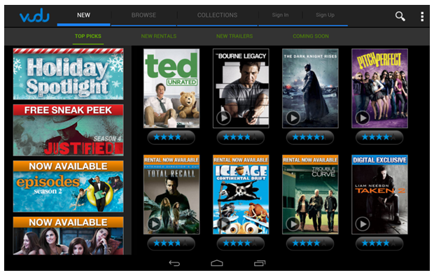 Stream full high-definition movies directly to your tablet using VUDU