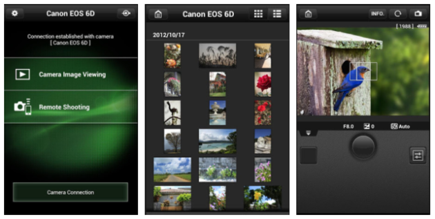 Canon's EOS Remote running on a smartphone