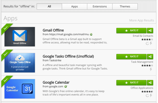 Only a limited number of Chrome apps work offline