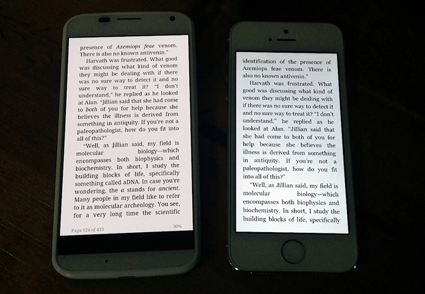 Even though the Moto X only has a 4.7" screen, it can display 27% more text. 